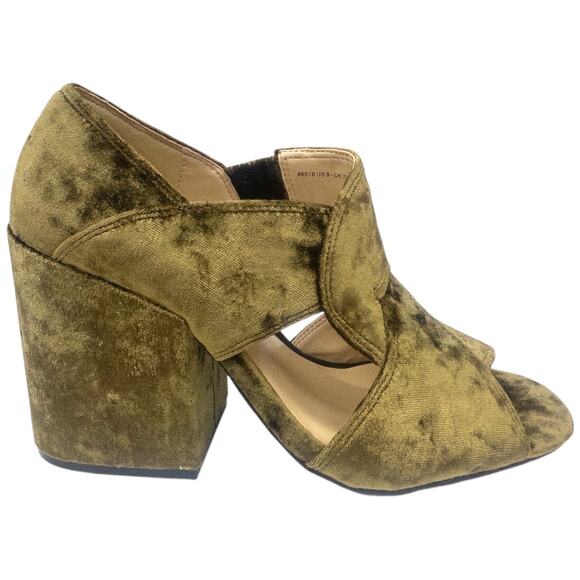 Cabi 6016 Velvet Moss Green Interlock Block Heels Women's Size 9 - Picture 5 of 9